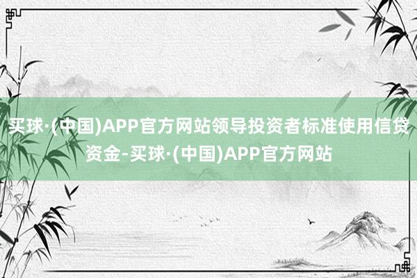 买球·(中国)APP官方网站领导投资者标准使用信贷资金-买球·(中国)APP官方网站