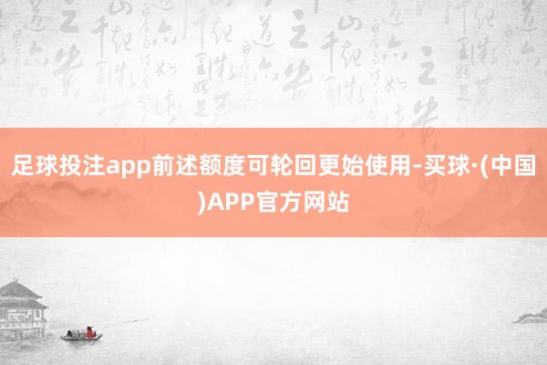 足球投注app前述额度可轮回更始使用-买球·(中国)APP官方网站