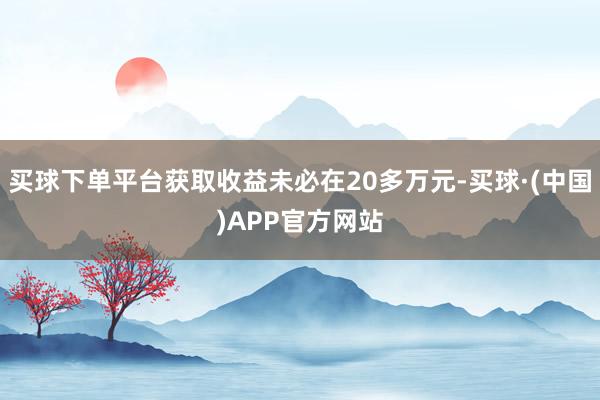 买球下单平台获取收益未必在20多万元-买球·(中国)APP官方网站