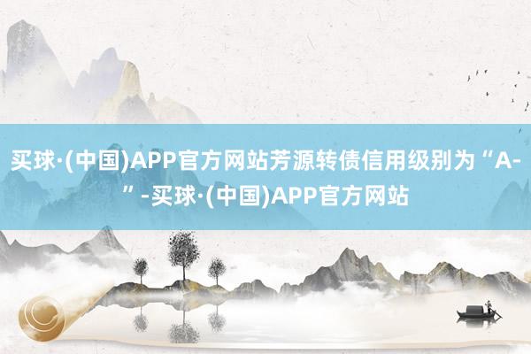 买球·(中国)APP官方网站芳源转债信用级别为“A-”-买球·(中国)APP官方网站