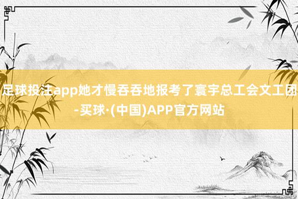 足球投注app她才慢吞吞地报考了寰宇总工会文工团-买球·(中国)APP官方网站