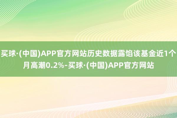 买球·(中国)APP官方网站历史数据露馅该基金近1个月高潮0.2%-买球·(中国)APP官方网站