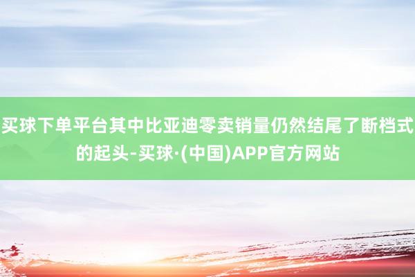 买球下单平台其中比亚迪零卖销量仍然结尾了断档式的起头-买球·(中国)APP官方网站