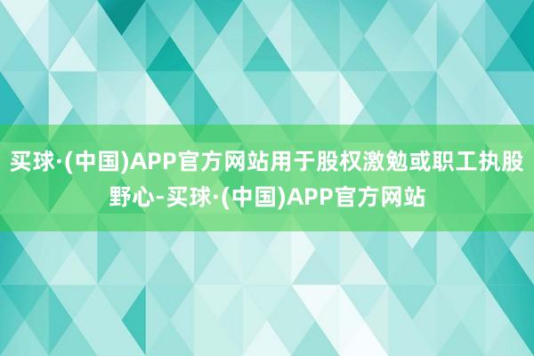 买球·(中国)APP官方网站用于股权激勉或职工执股野心-买球·(中国)APP官方网站