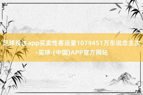 足球投注app买卖性客运量1079451万东说念主次-买球·(中国)APP官方网站